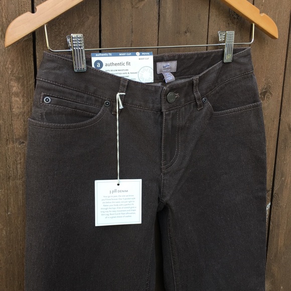 J Jill | NWT Size 0 Petite Bootcut Brown Jeans - Picture 2 of 9